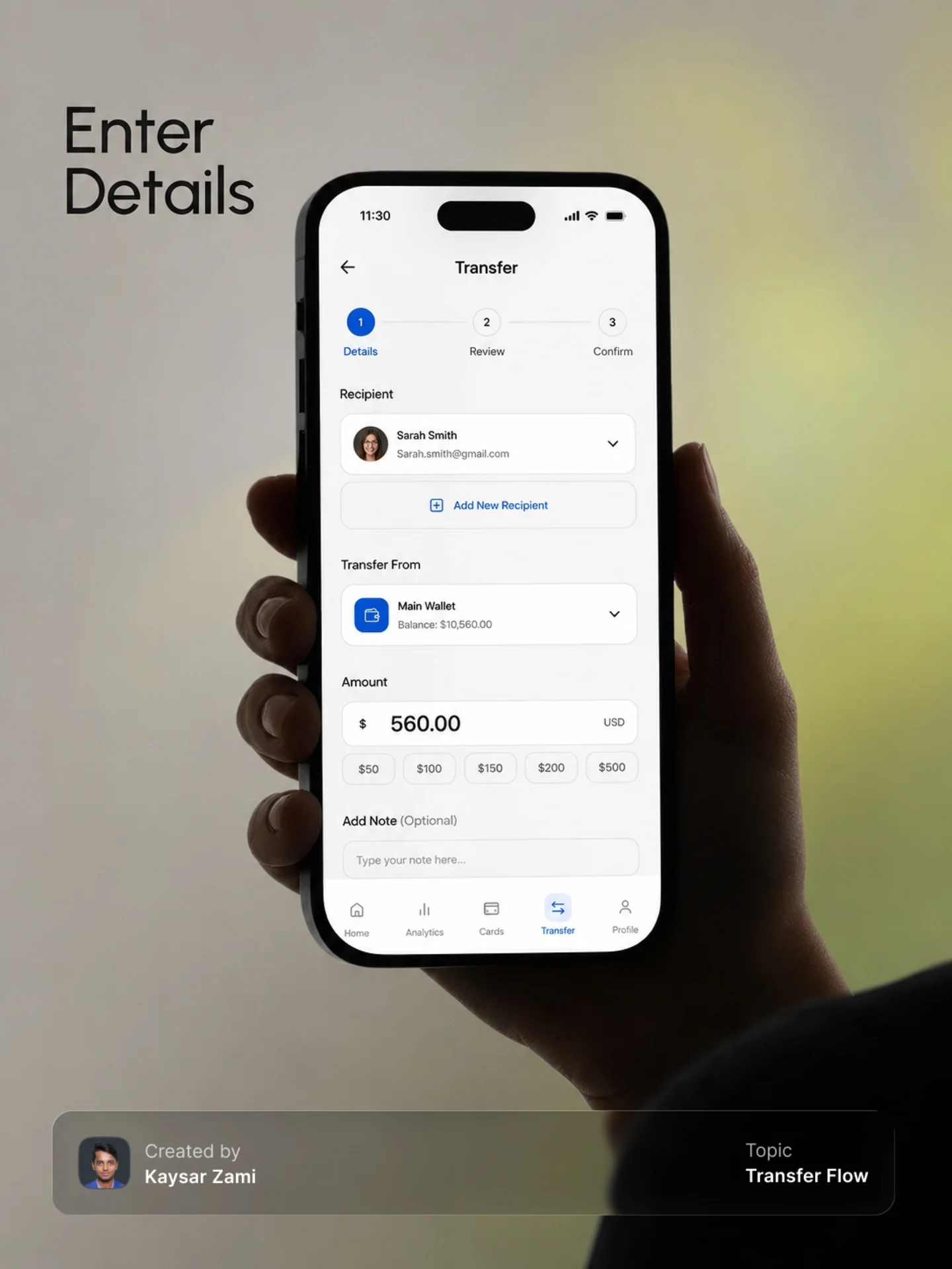 Payment App Transfer Flow Design Image 0