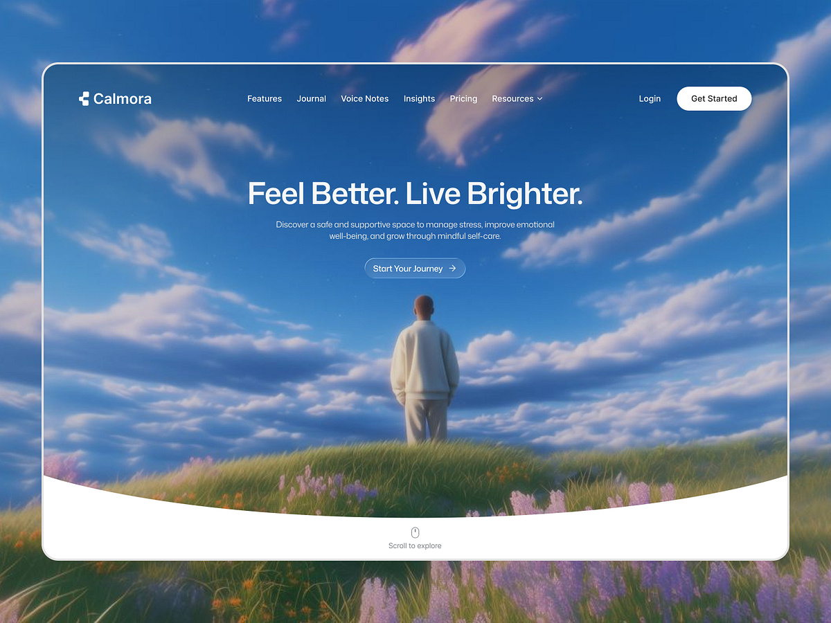 Calmora – Mental Health Landing Page UI