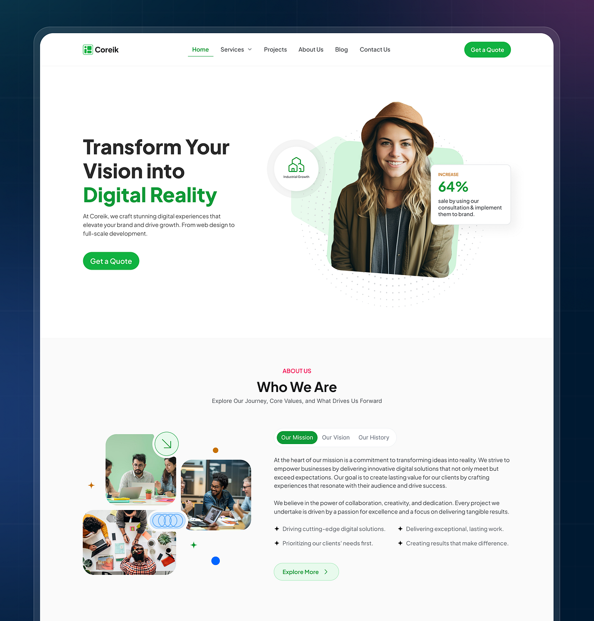 Digital Agency Website Design | Coreik UI Template Image 0