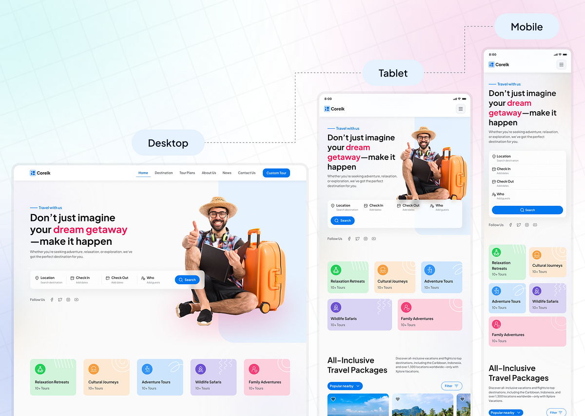 Travel Agency Website Homepge UI Design Image 1
