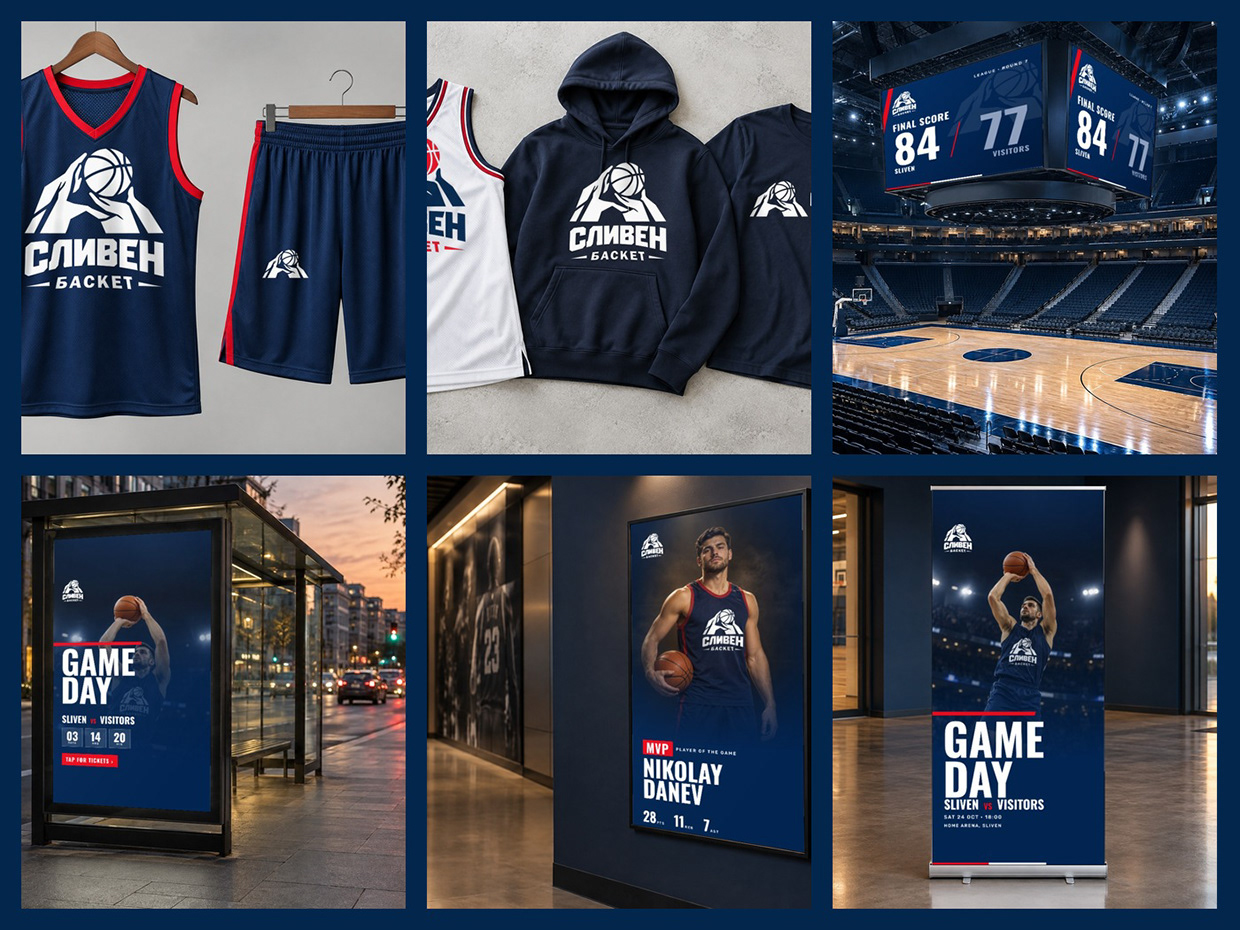Sliven Basket — Basketball Club Logo and Brand Identity Image 22
