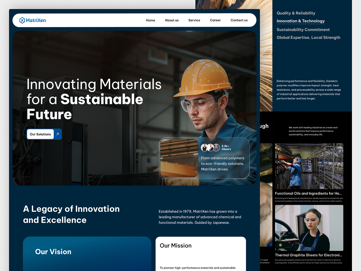 Industrial Materials Landing Page Concept