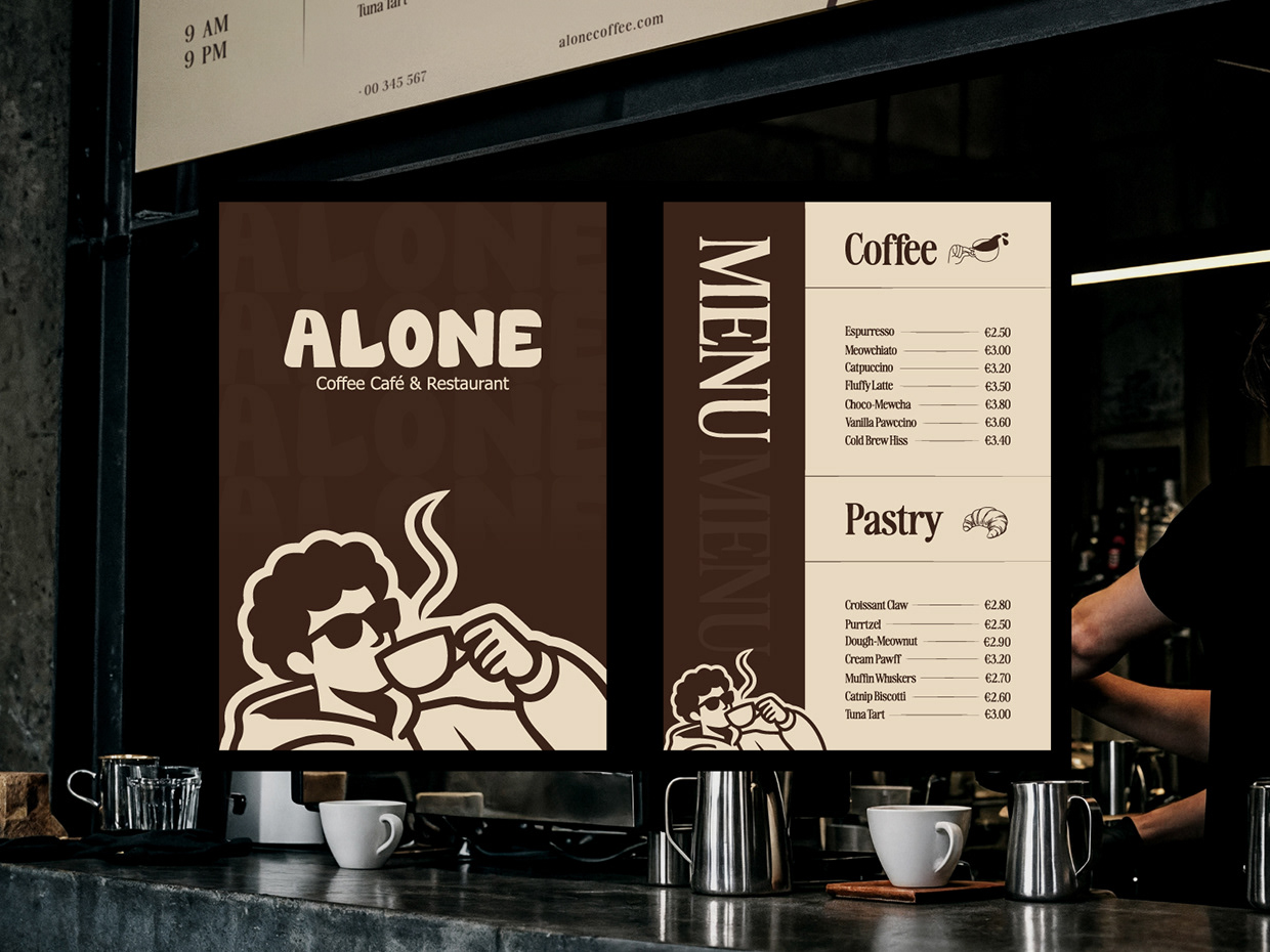 Alone Coffee & Cafe Restaurant Branding Image 3