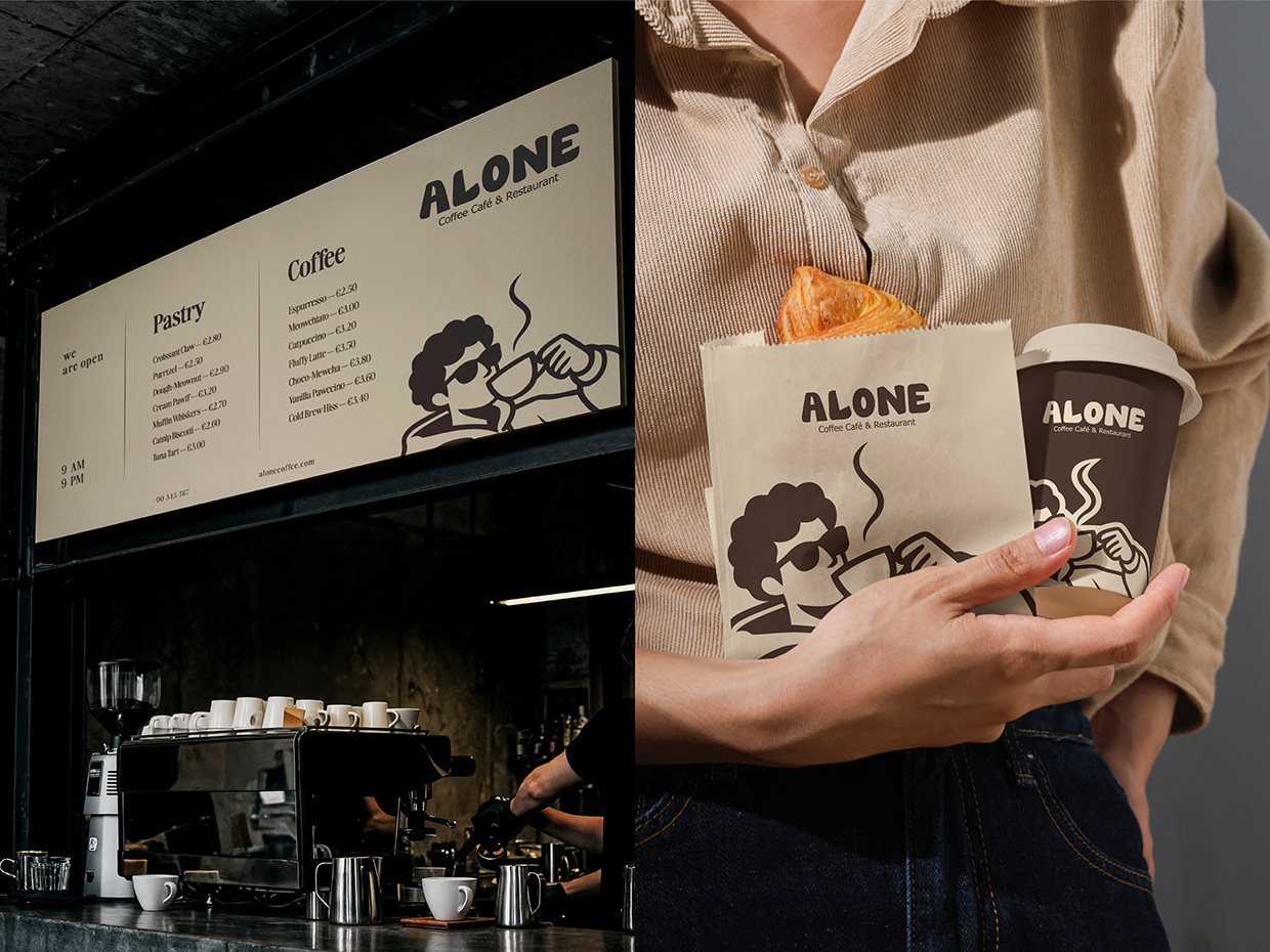 Alone Coffee & Cafe Restaurant Branding Image 15
