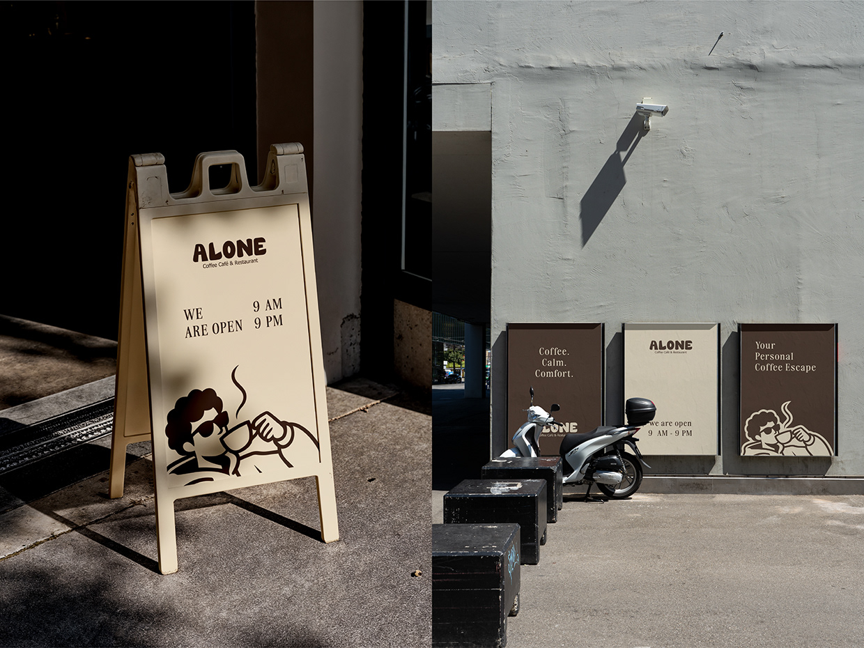 Alone Coffee & Cafe Restaurant Branding Image 17