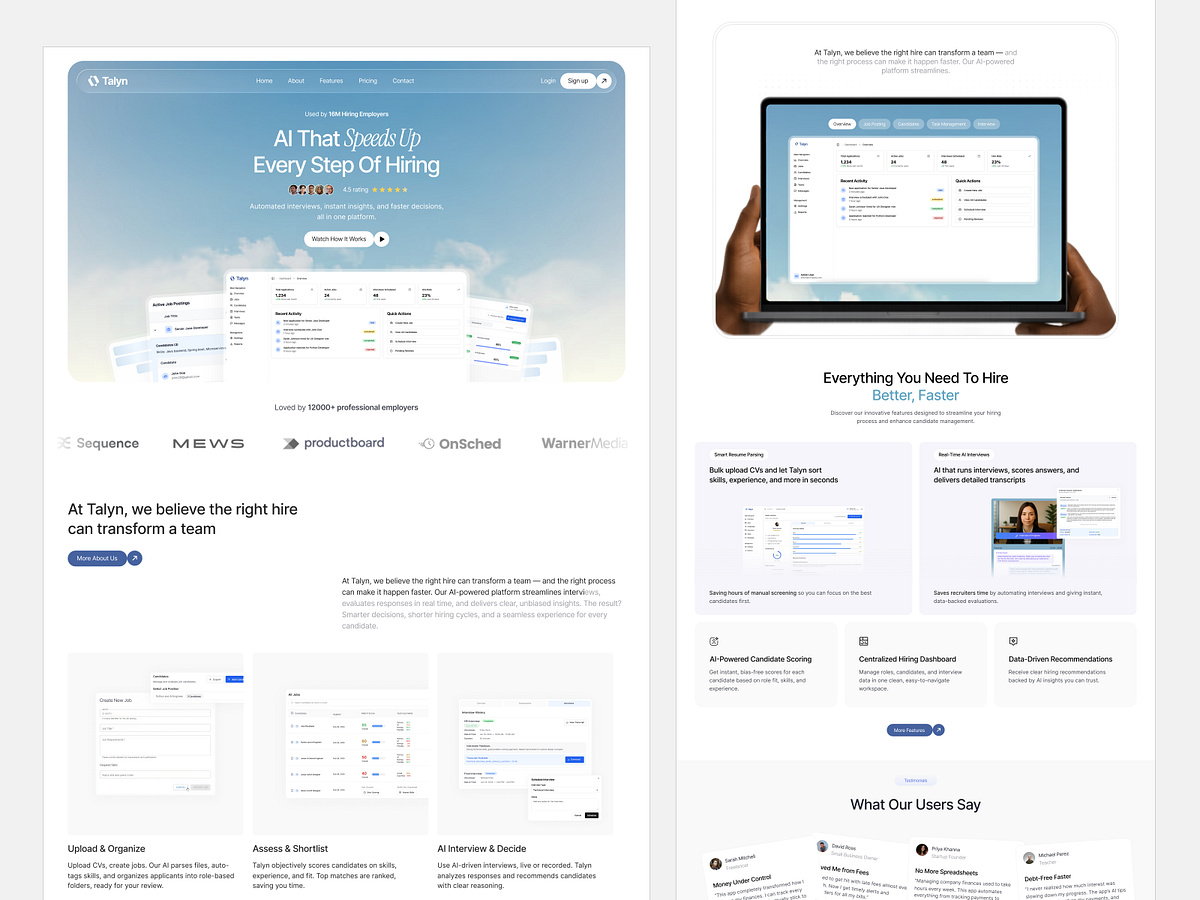 Interview AI saas Landing page