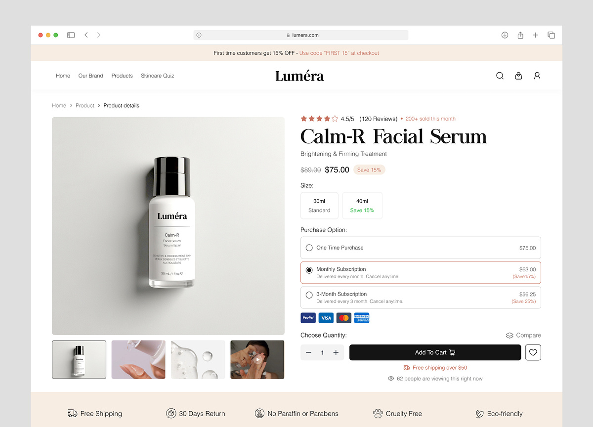 Lumera product details page