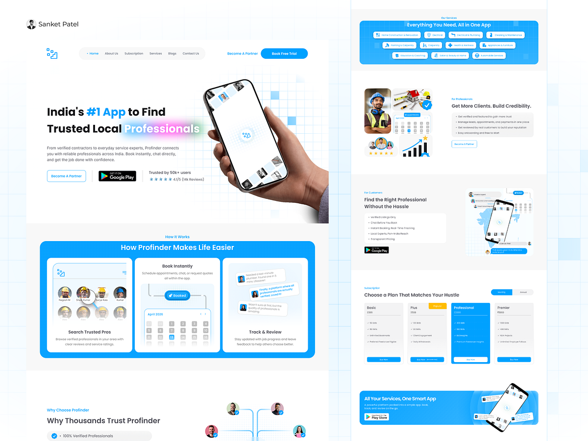 Profinder – Full Landing Page Design