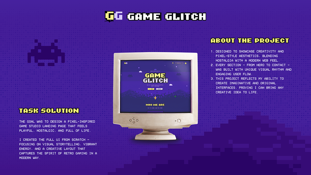 Game Glitch: A Retro Pixel Game Studio Landing Page Image 0