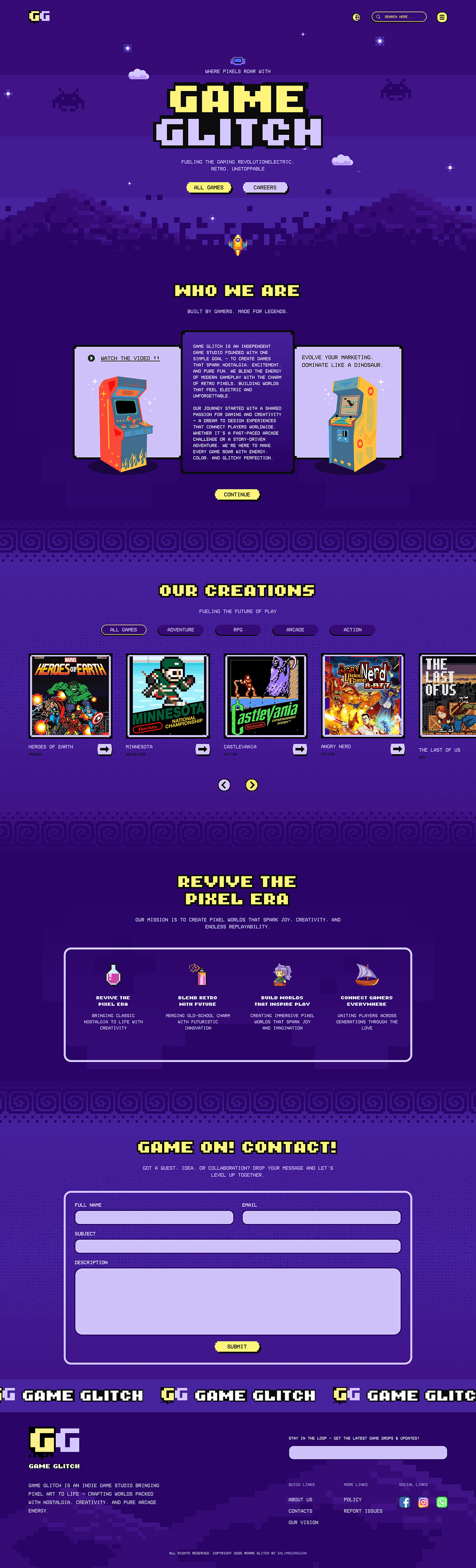 Game Glitch: A Retro Pixel Game Studio Landing Page Image 2
