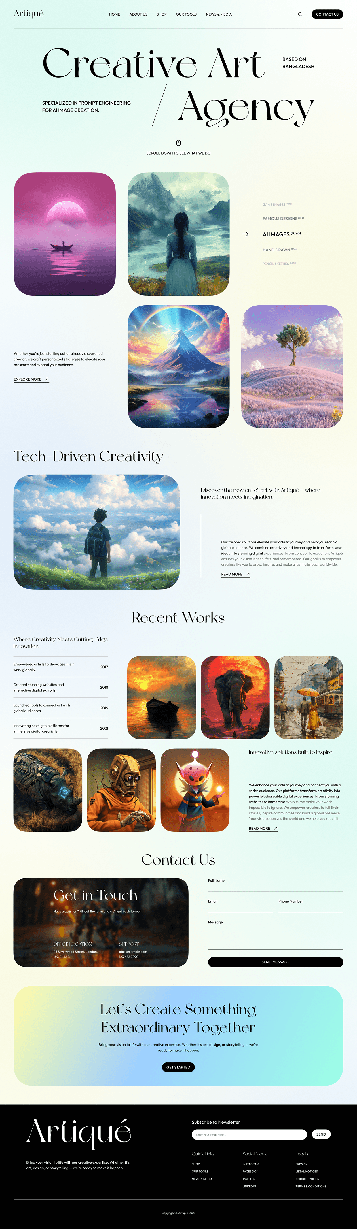 Artiqué – Creative Agency Landing Page Image 2