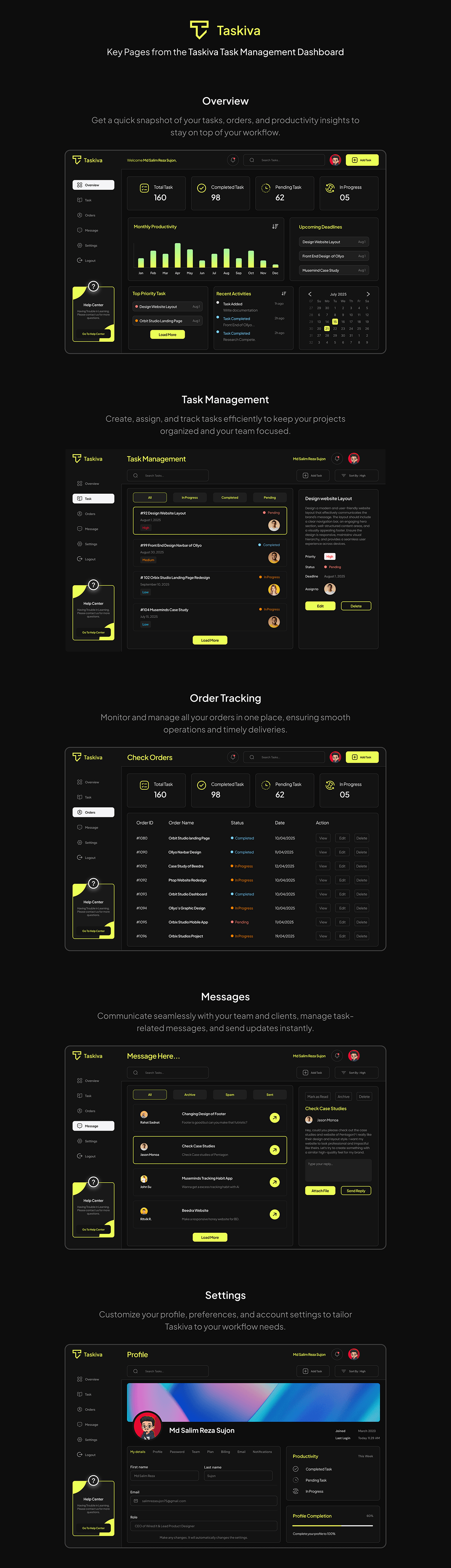 Taskiva - Clean Task Management Dashboard Image 4