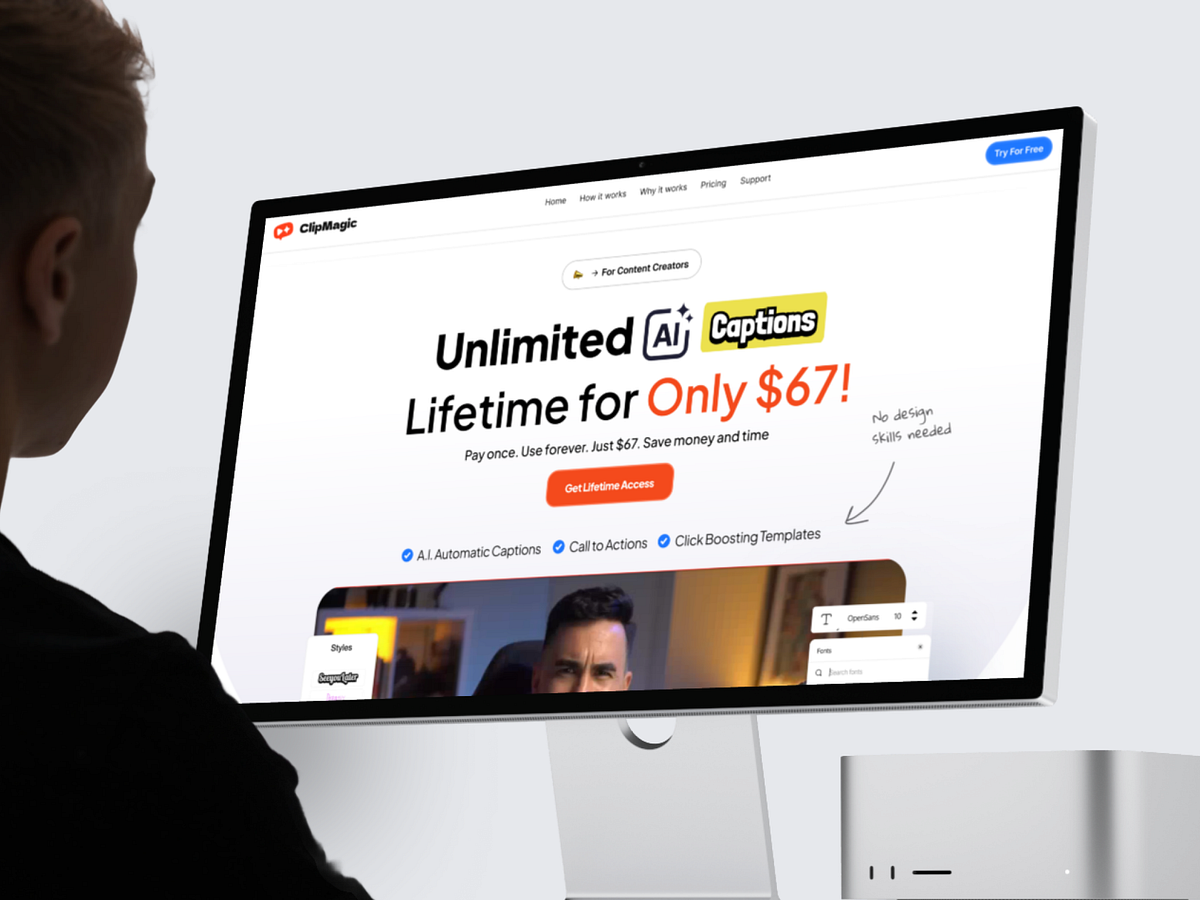 ClipMagic — AI Caption Generator Offer Page Redesign v2 Image 1
