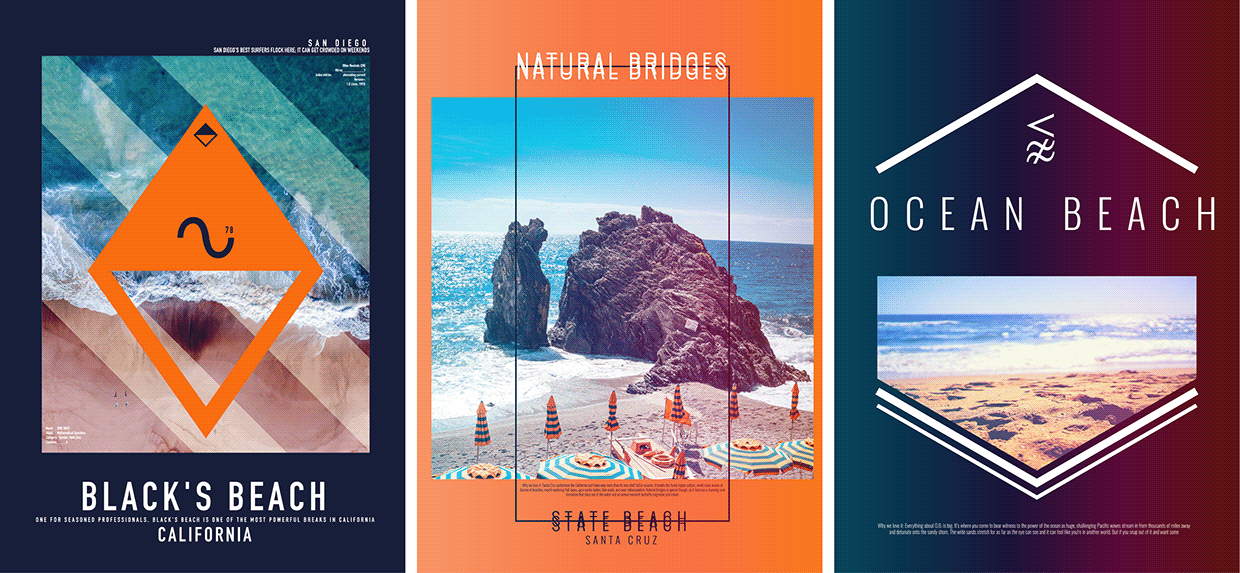 California Beaches Poster Series – Free AI Vector Files