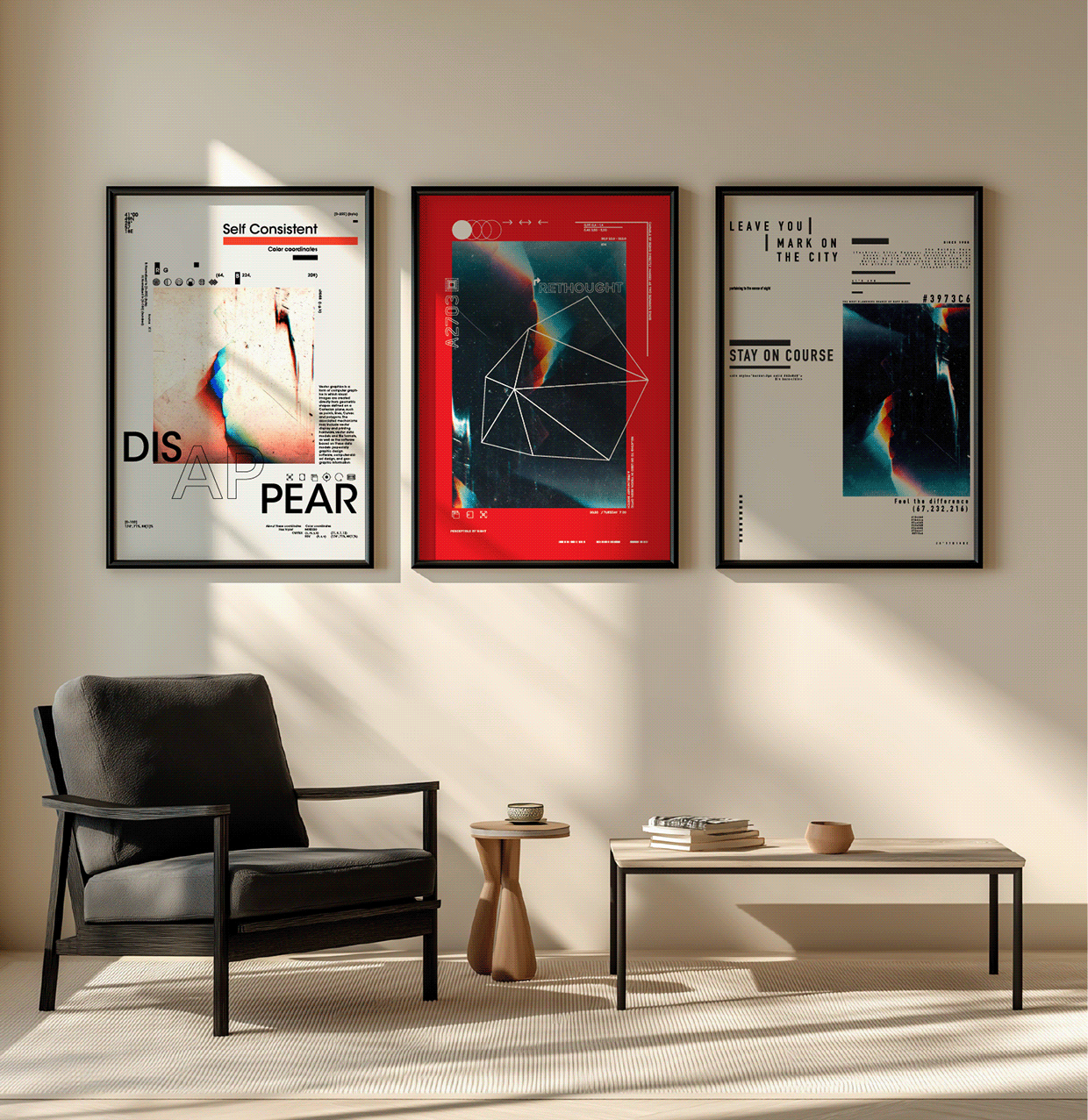 Free 3 AI Posters — Experimental Glitch & Typography