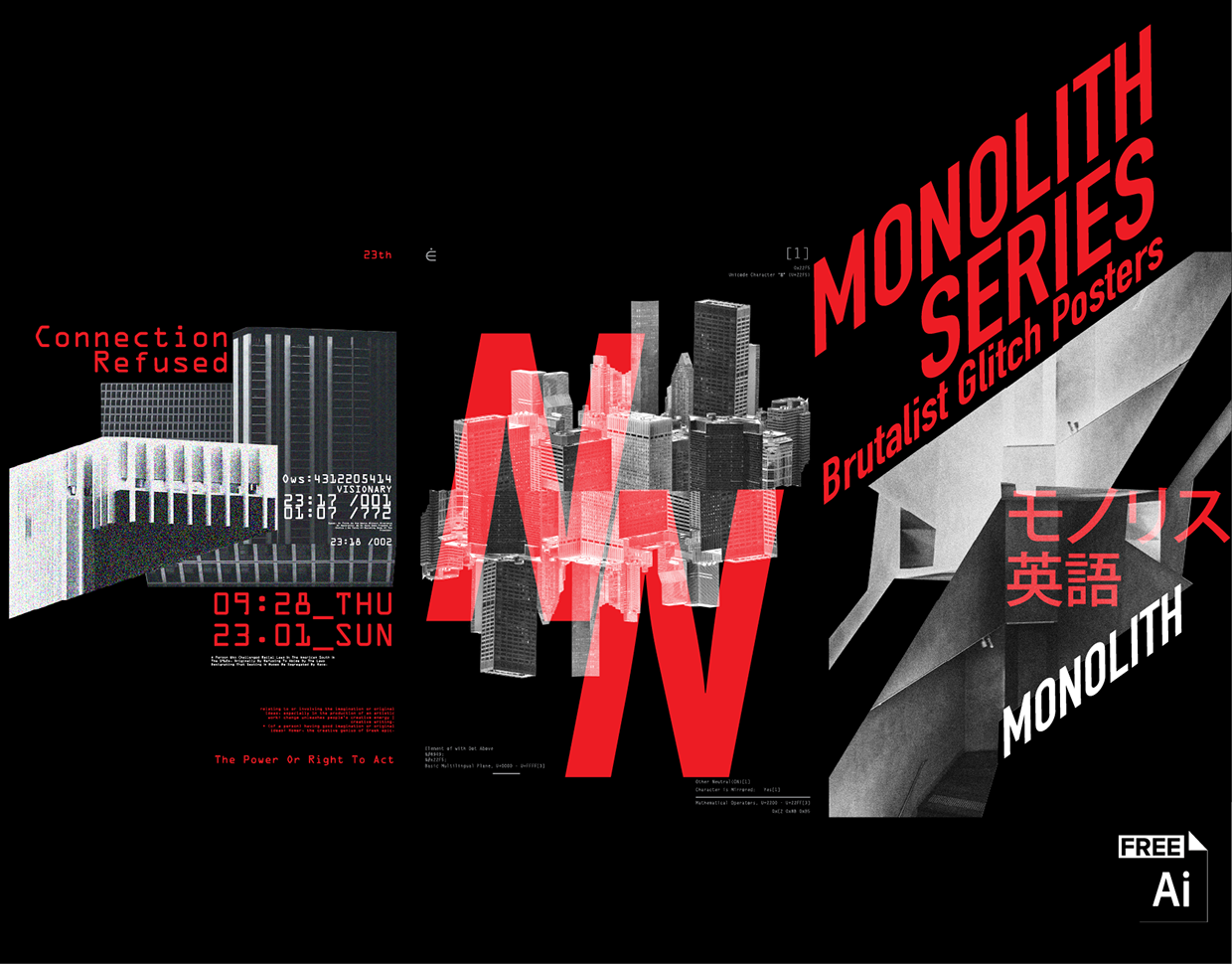 Free 3 AI Posters — Monolith & Glitch Architecture (A3)