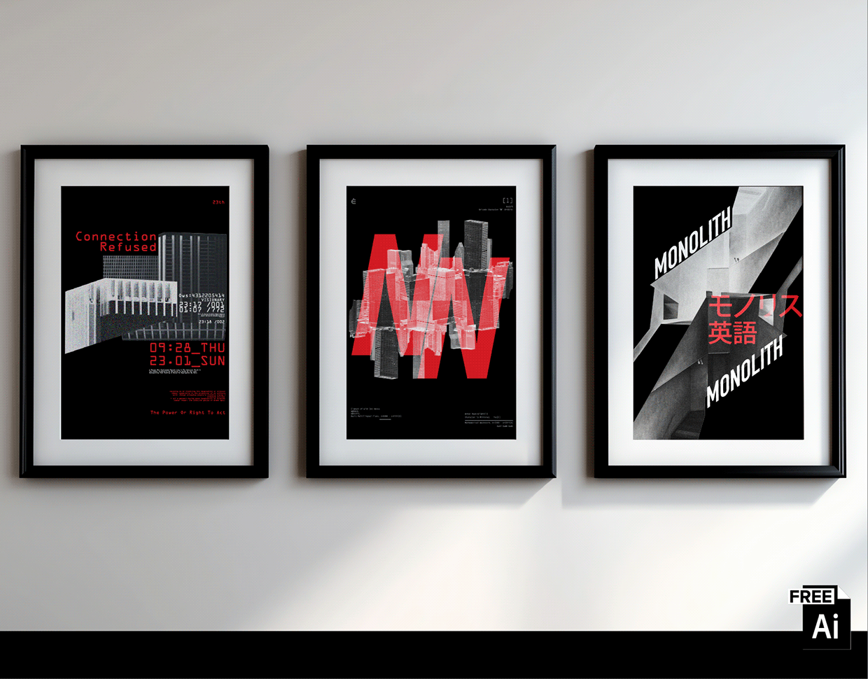 Free 3 AI Posters — Monolith & Glitch Architecture (A3) Image 0
