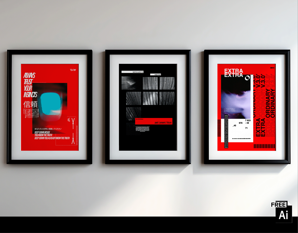 Instincts & Ordinary V.3 – Experimental Poster Triptych Image 0