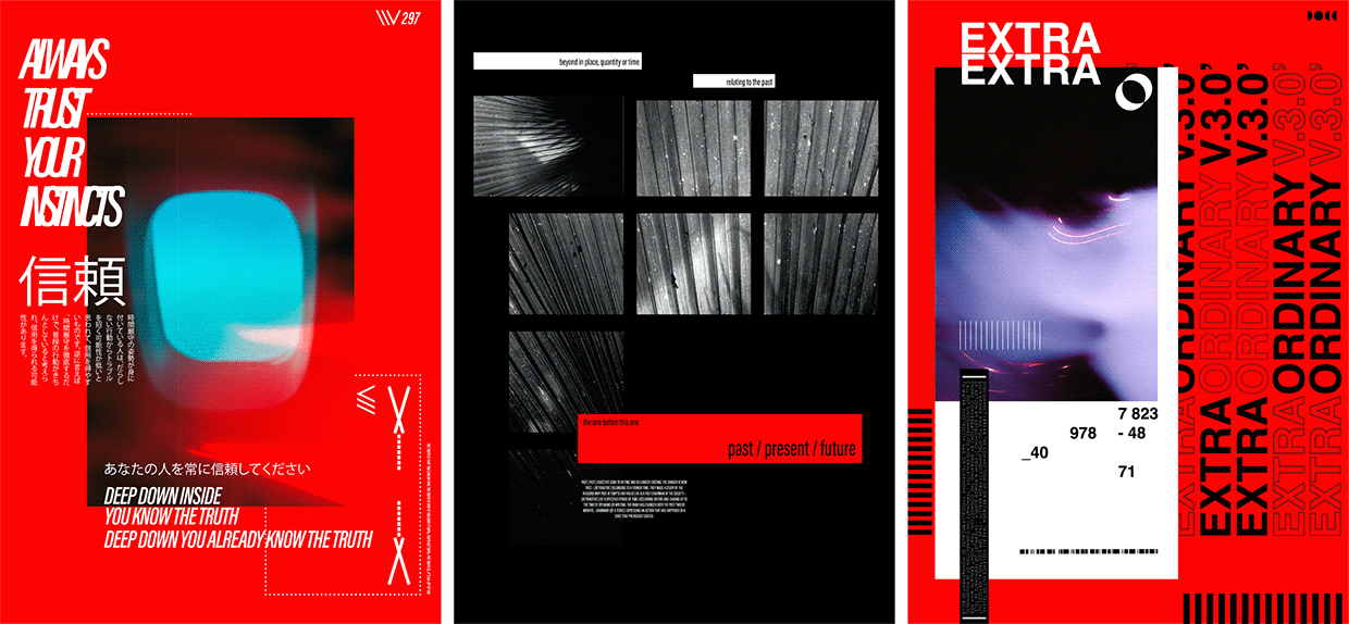 Instincts & Ordinary V.3 – Experimental Poster Triptych Image 1