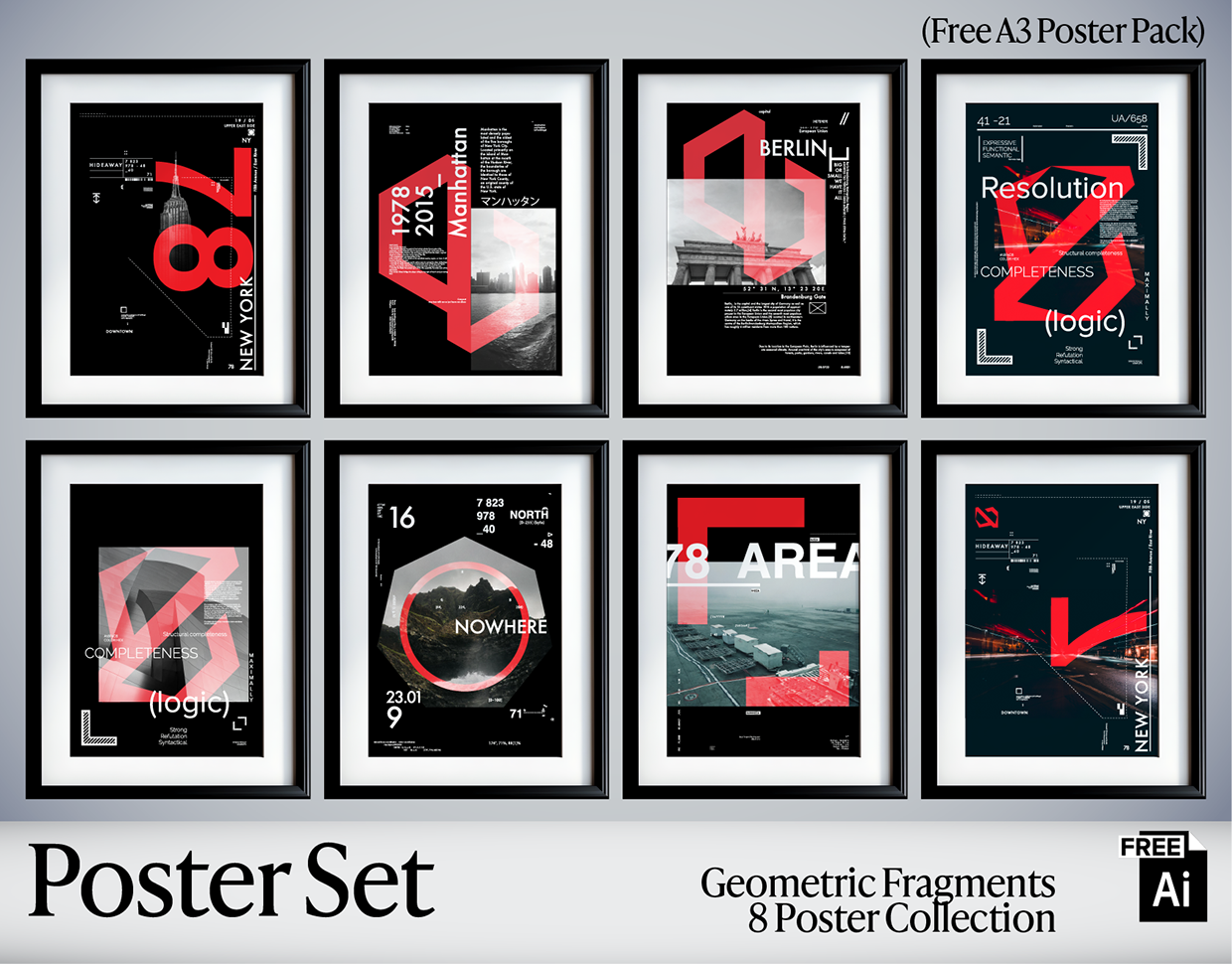 Geometric Fragments — 8 Vector Poster Series