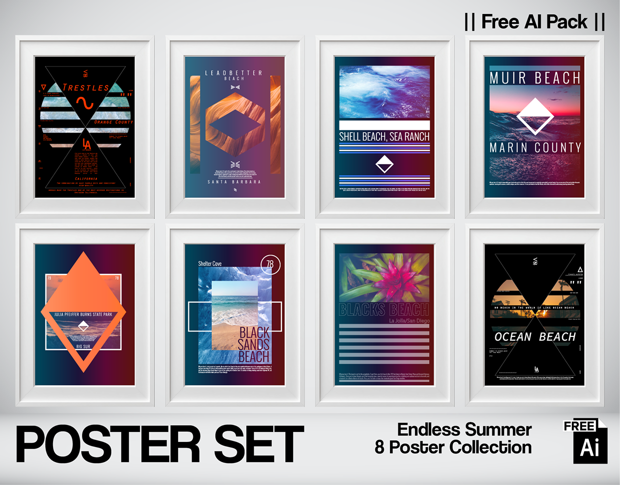 Pacific Geometry — 8 Free AI Posters