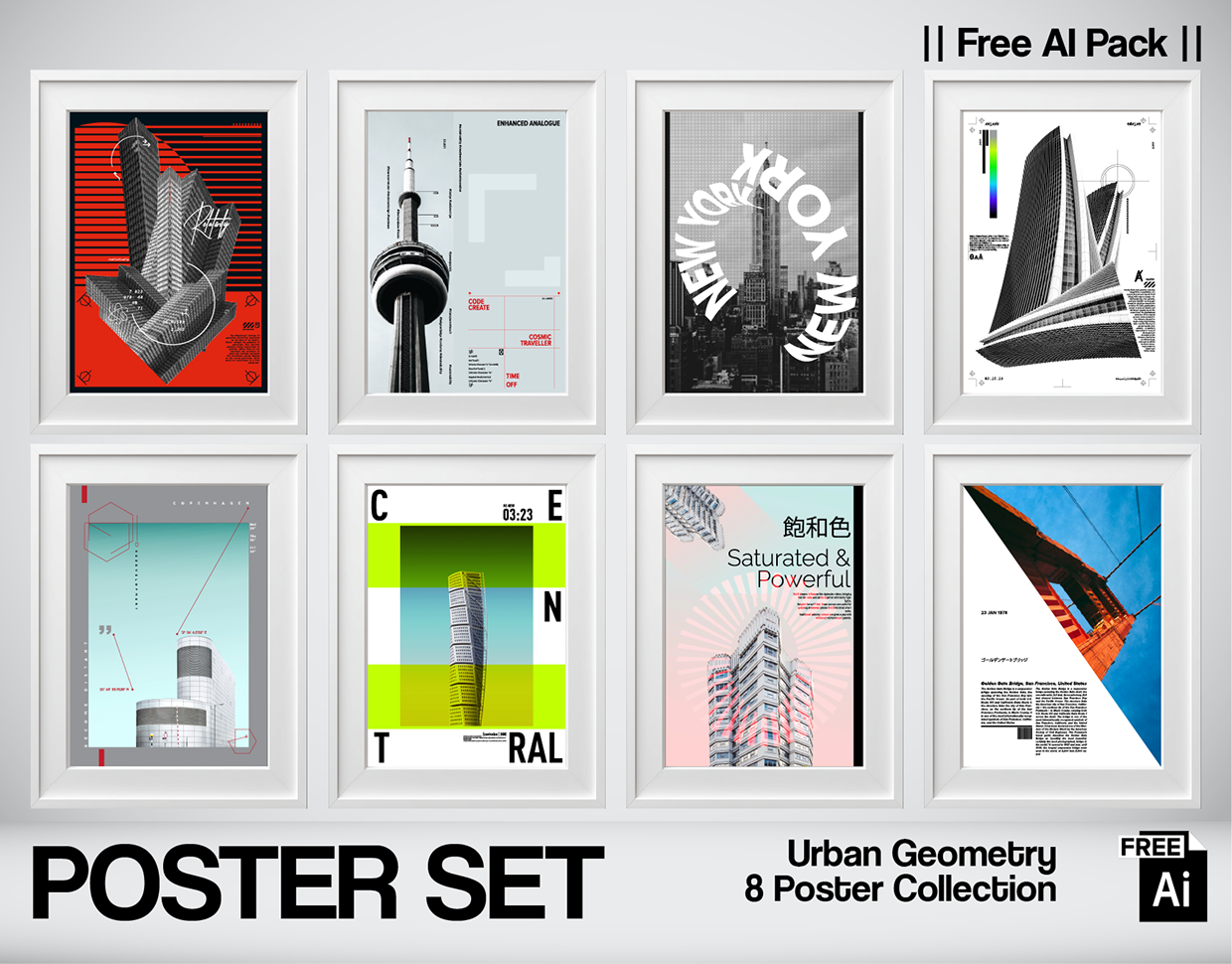 Urban Geometry: 8 Free AI Posters