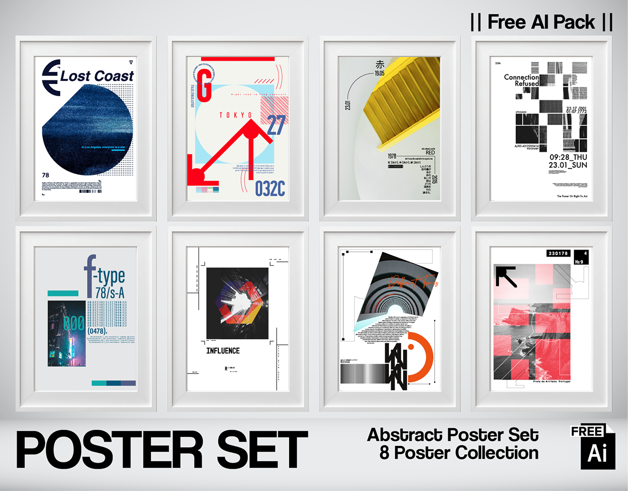 Abstract Poster Set Vol.02 — Free A3 AI Pack