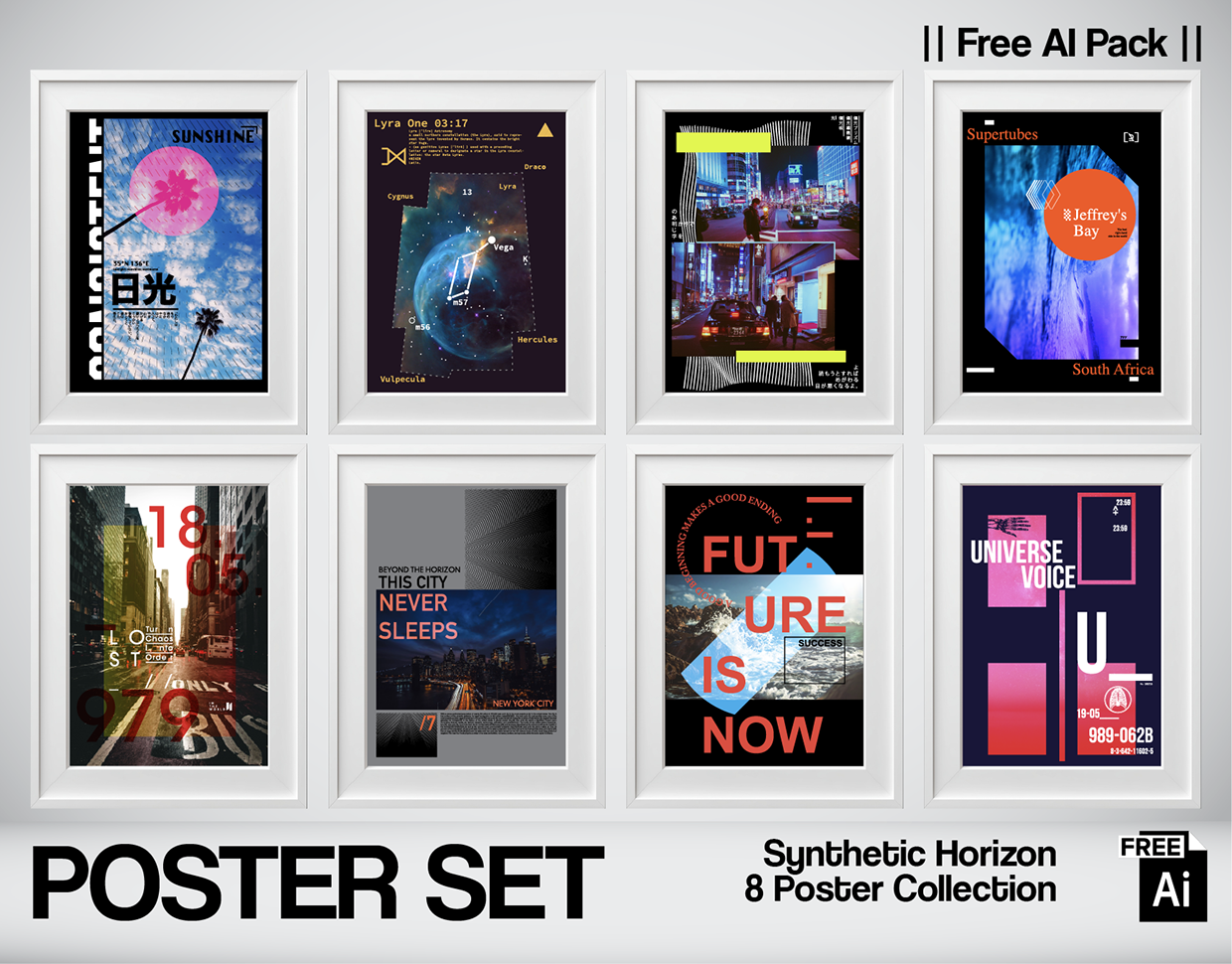 Synthetic Horizon — 8 Free AI Posters