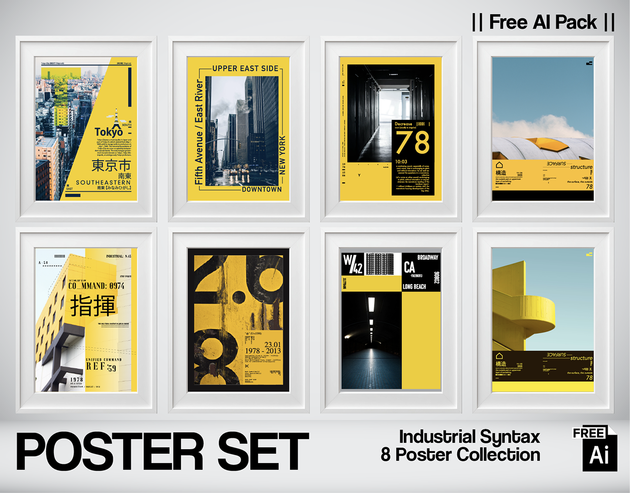 Industrial Syntax — 8 Free AI Posters
