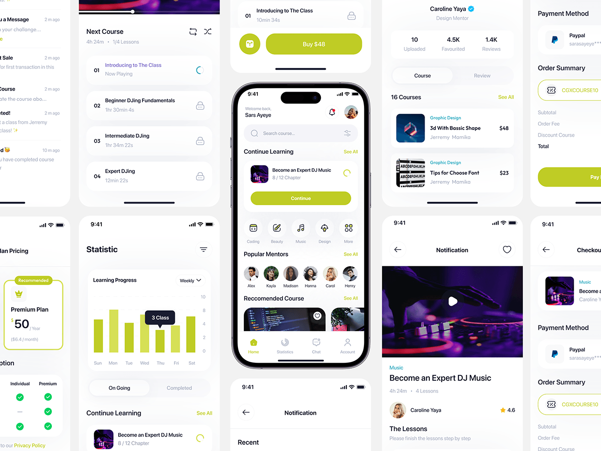 Online Course UI Kit Mobile App Design Template