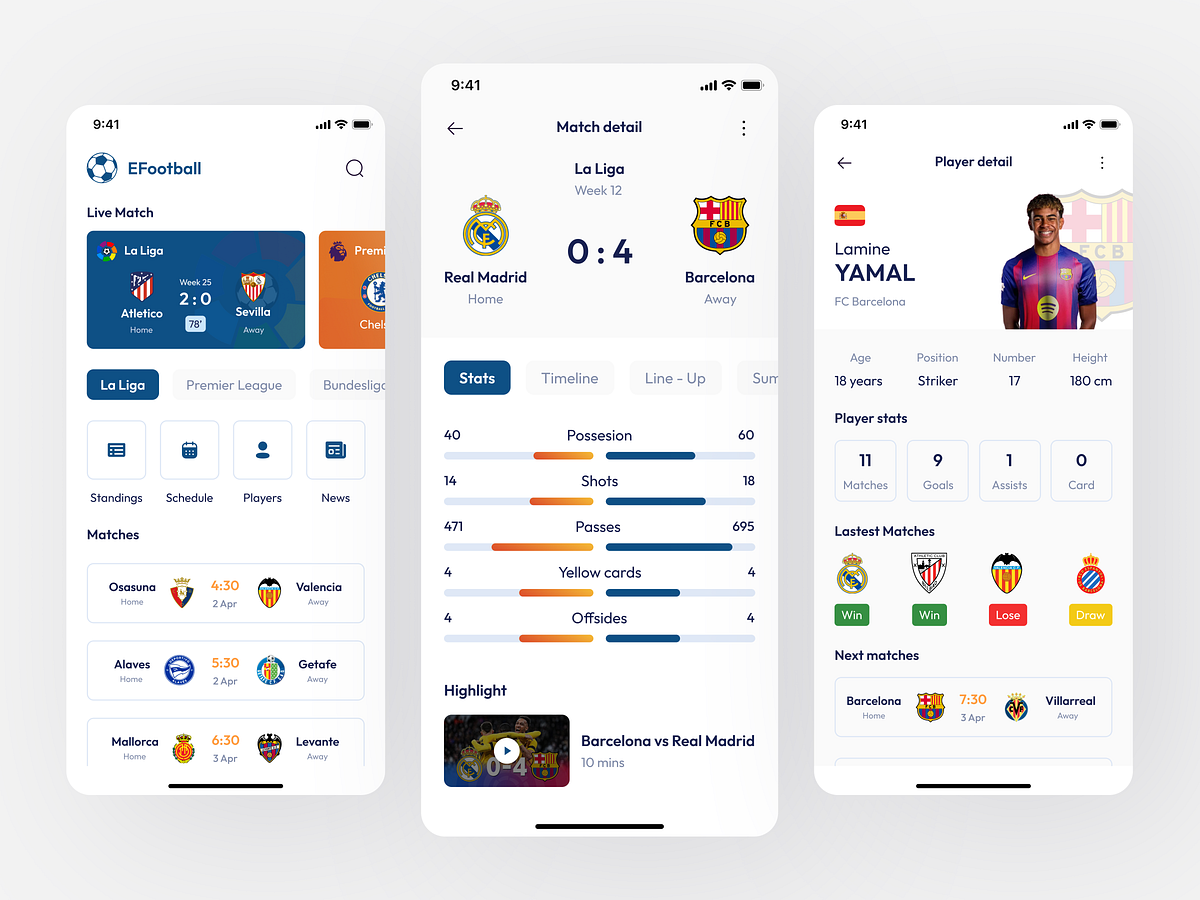 EFootball - Football Summary Mobile UI App
