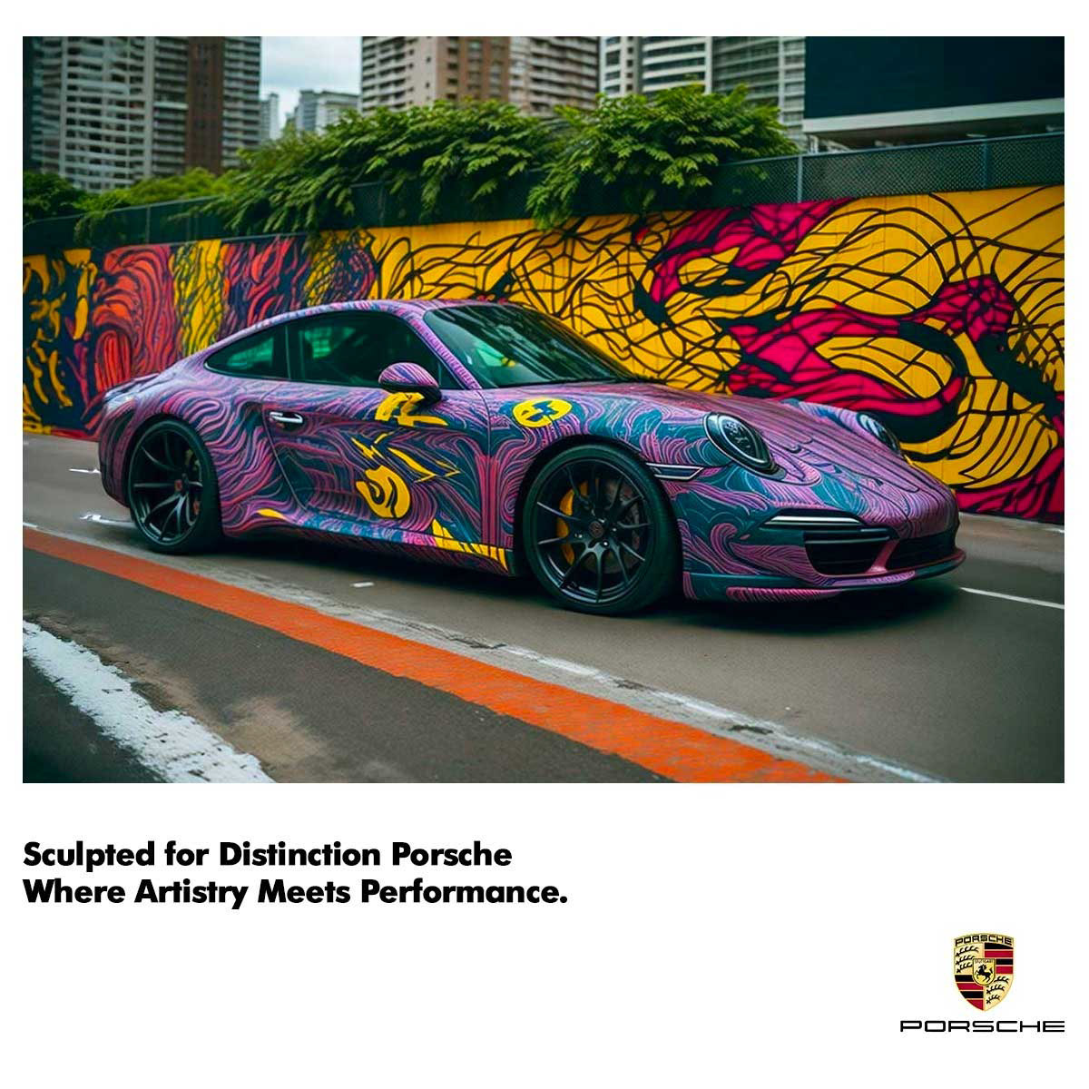 Dynamic Abstract Design on a Porsche 911 Image 1