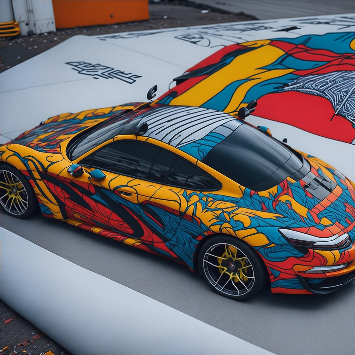 Dynamic Abstract Design on a Porsche 911 Image 3