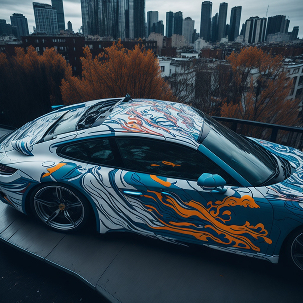 Dynamic Abstract Design on a Porsche 911 Image 4