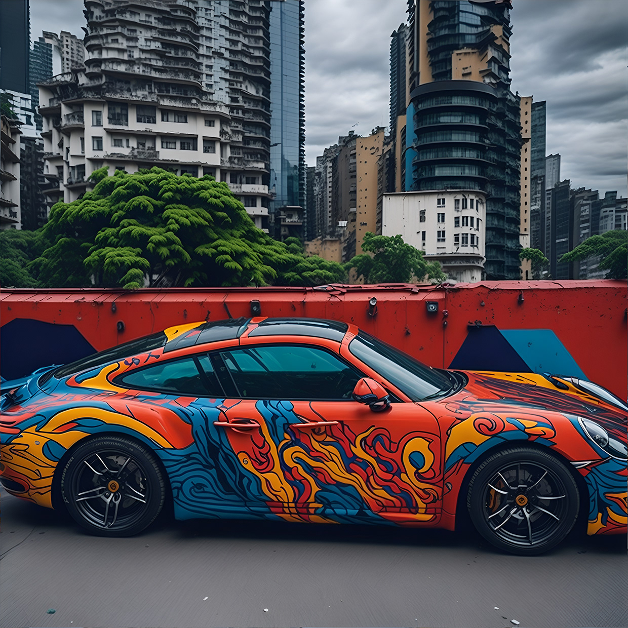 Dynamic Abstract Design on a Porsche 911 Image 8