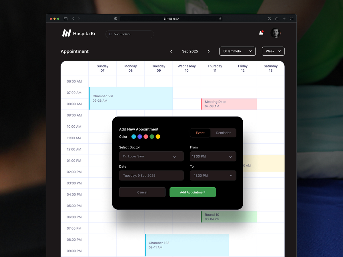 Appointment - hospital management dashboard design