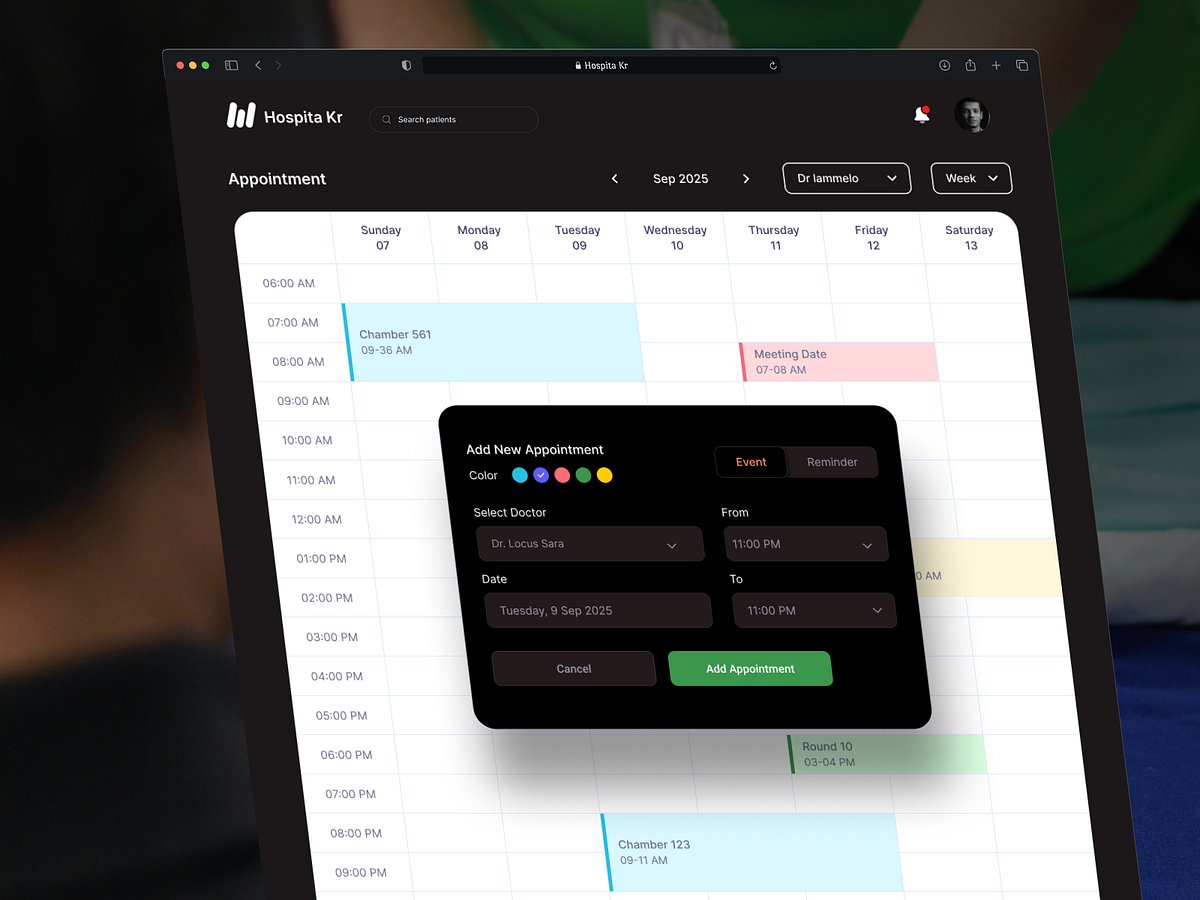 Appointment - hospital management dashboard design Image 0