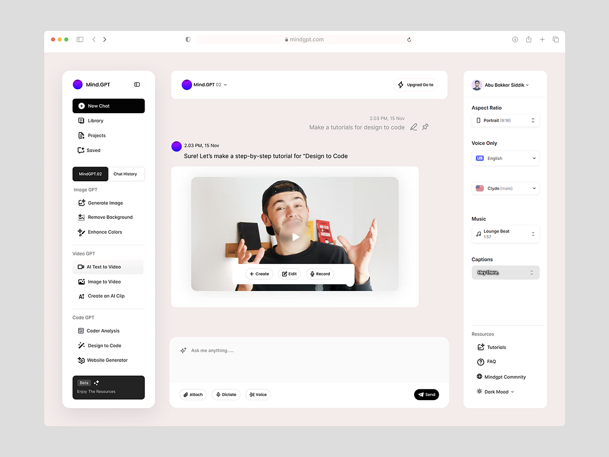 AI GPT  Writing Dashboard Design