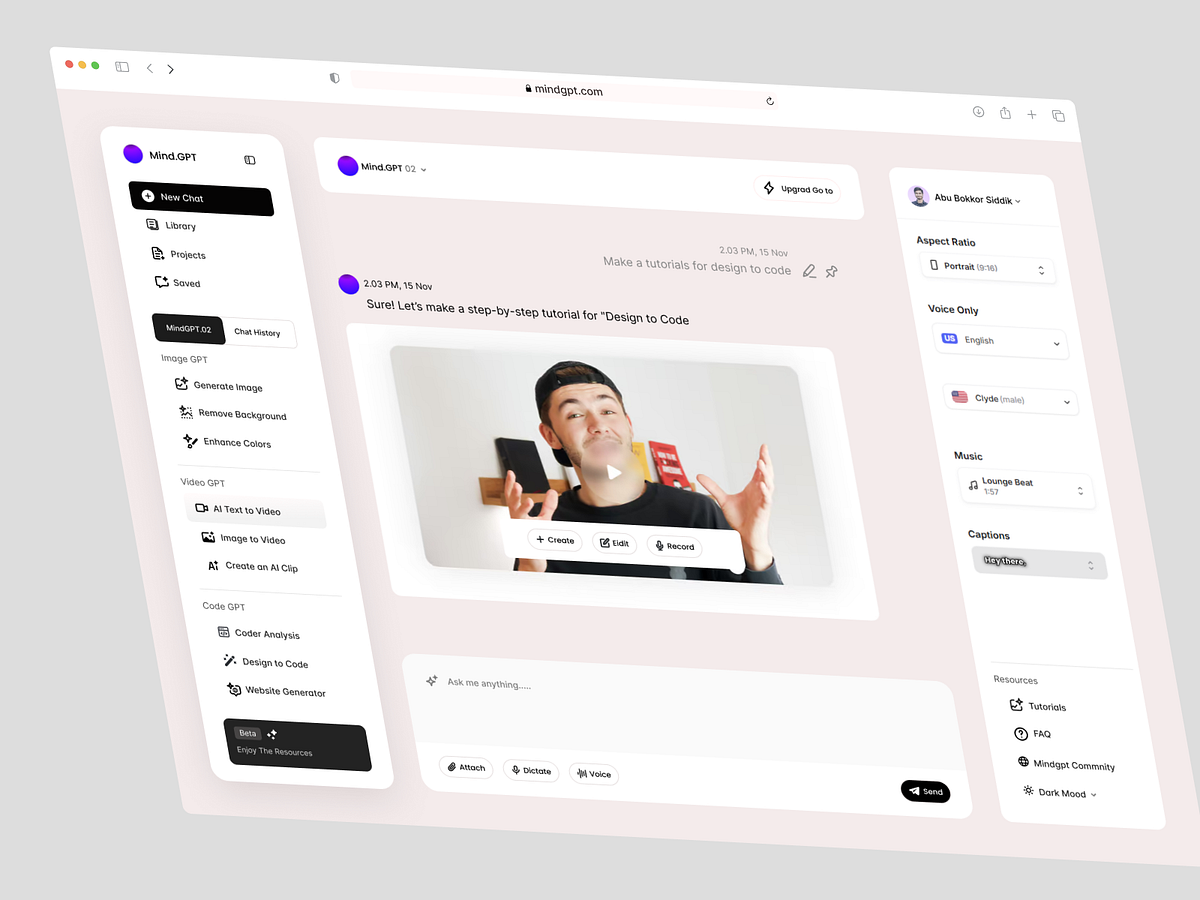 AI GPT  Writing Dashboard Design Image 2