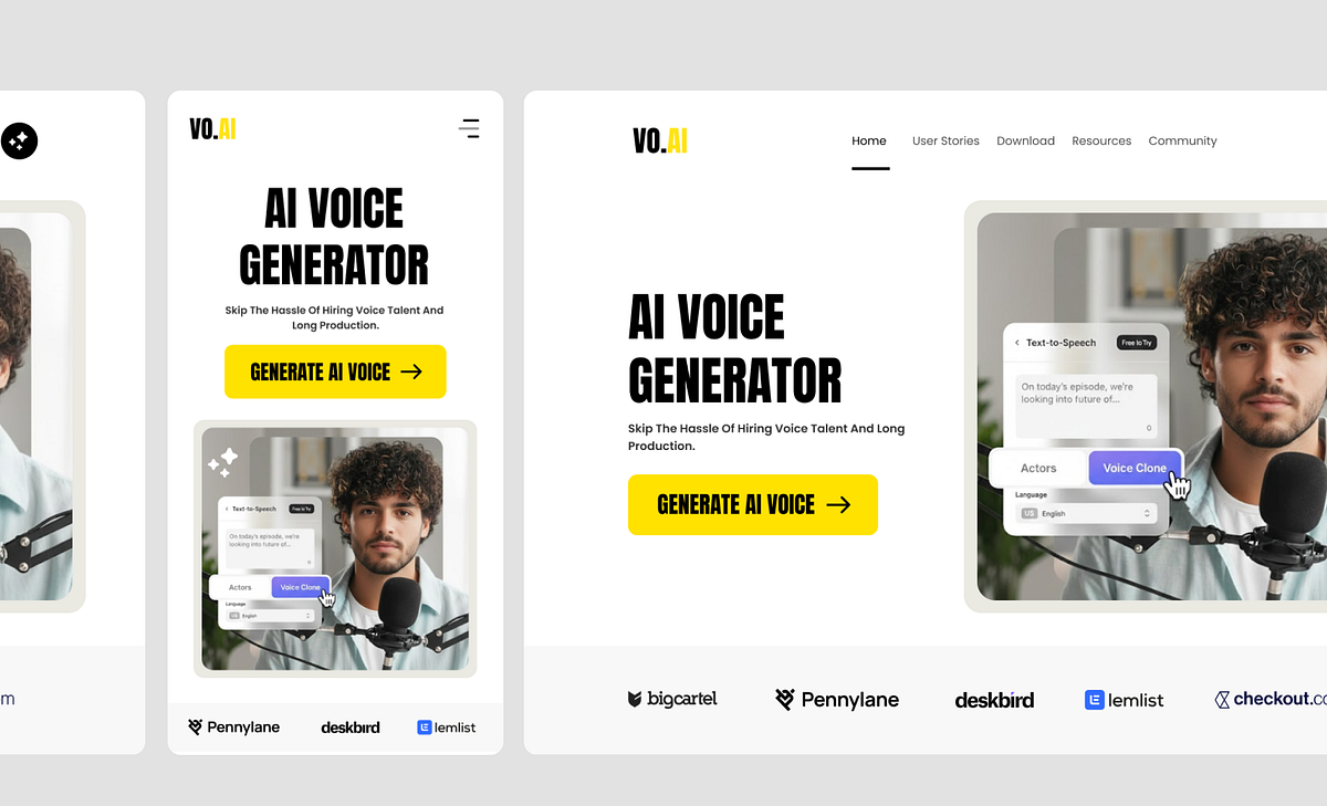 Sass Mobile First Design -  AI Voice Agent Web Design Image 0