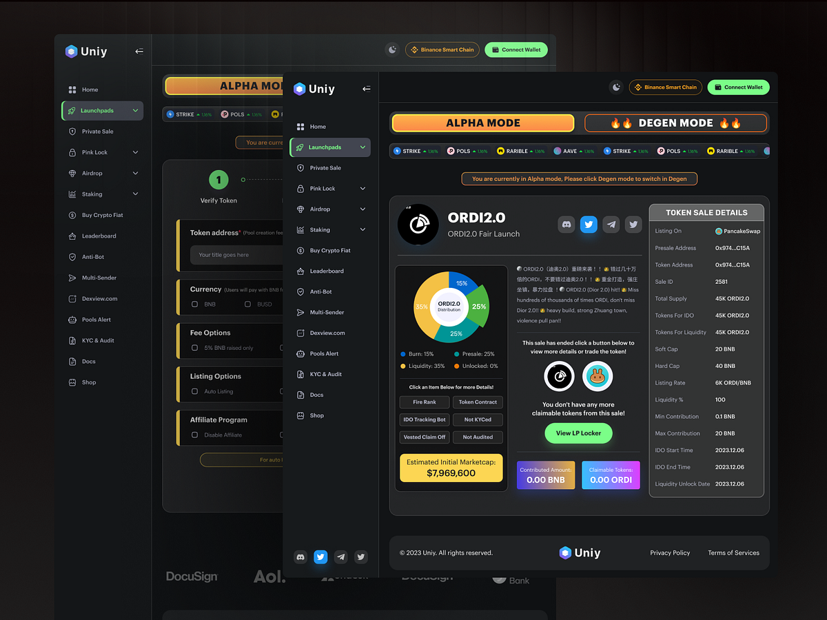 Crypto Token - Launchpad Platform Dashboard Design