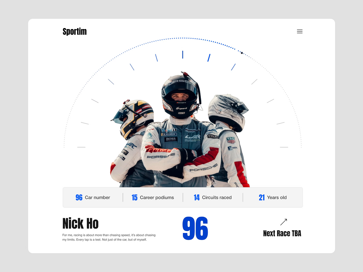 Racing Driver Brand Website UI Design Image 1