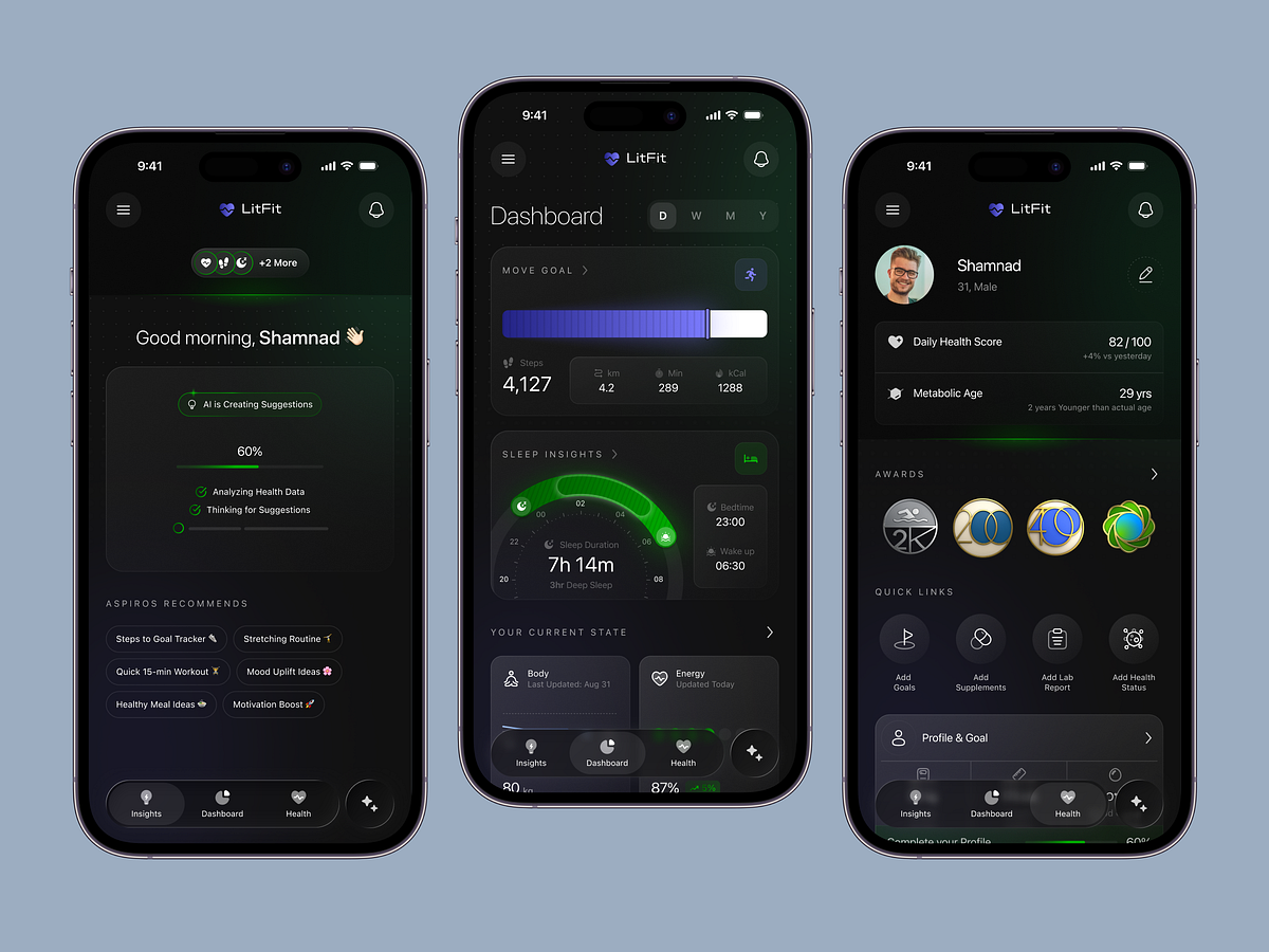 Mobile Health Dashboard UI Image 1