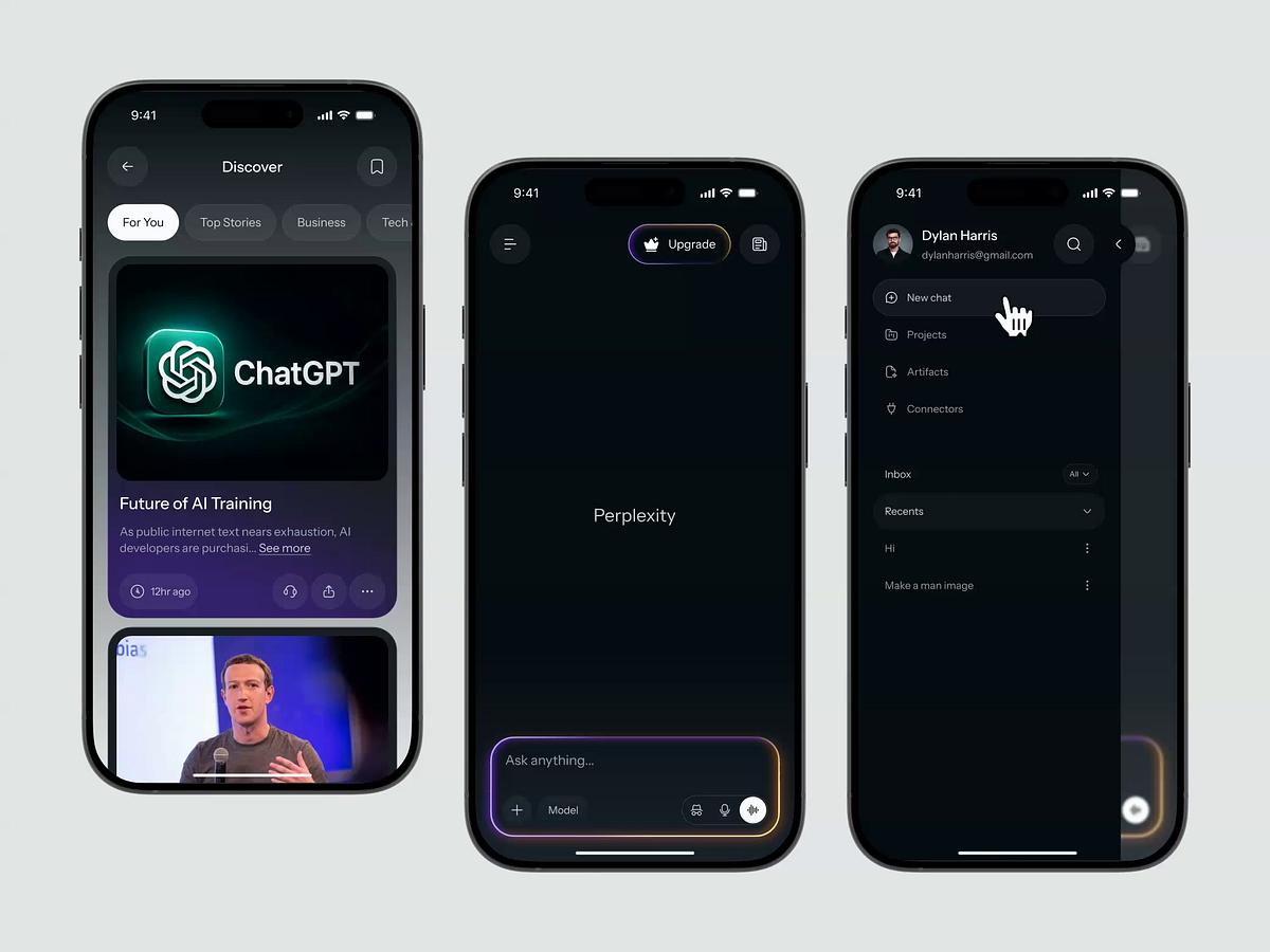 Perplexity AI Mobile App UI Redesign - Modern AI Search Image 0