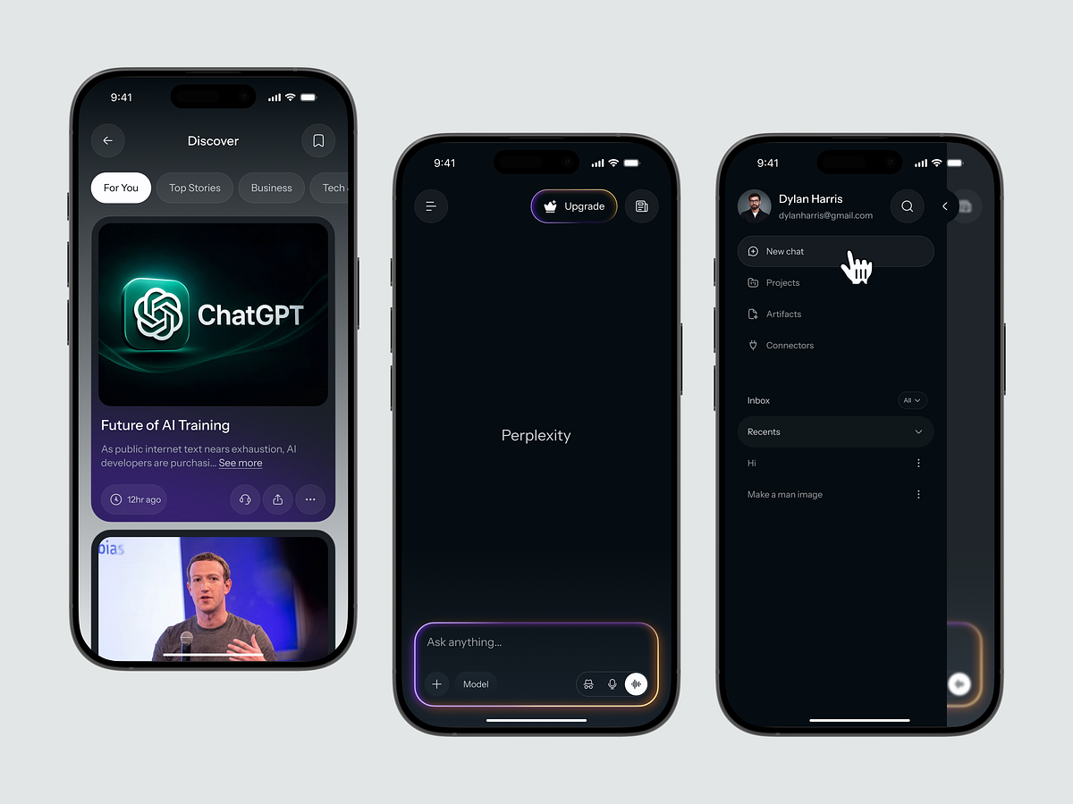Perplexity AI Mobile App UI Redesign - Modern AI Search Image 1