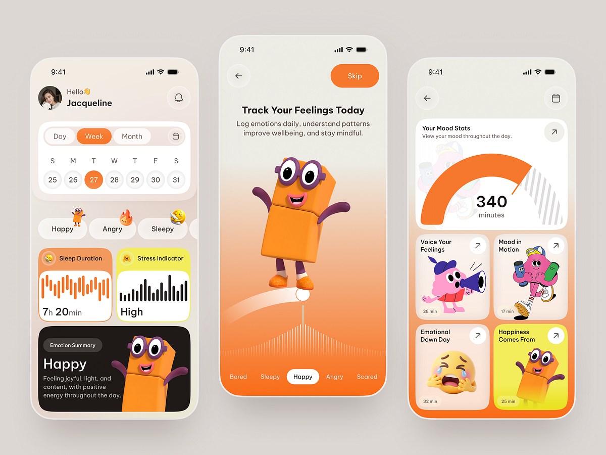 Emotion Tracker Mobile App UI