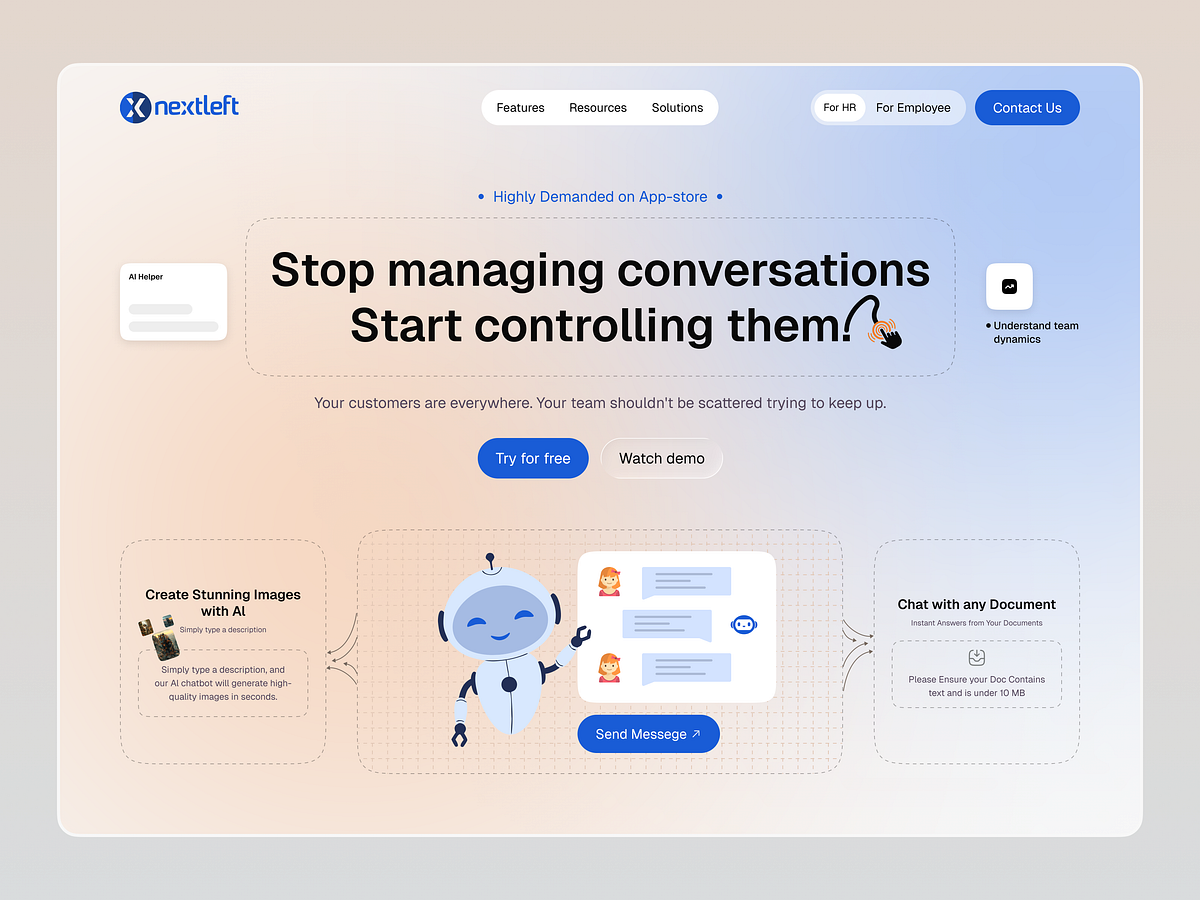 AI Customer Support SaaS Landing Page UI Design Image 0