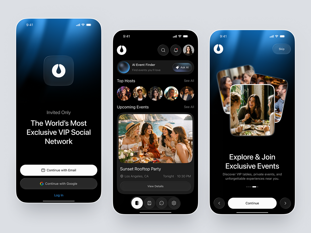 AI Event Discovery & VIP Networking App UI