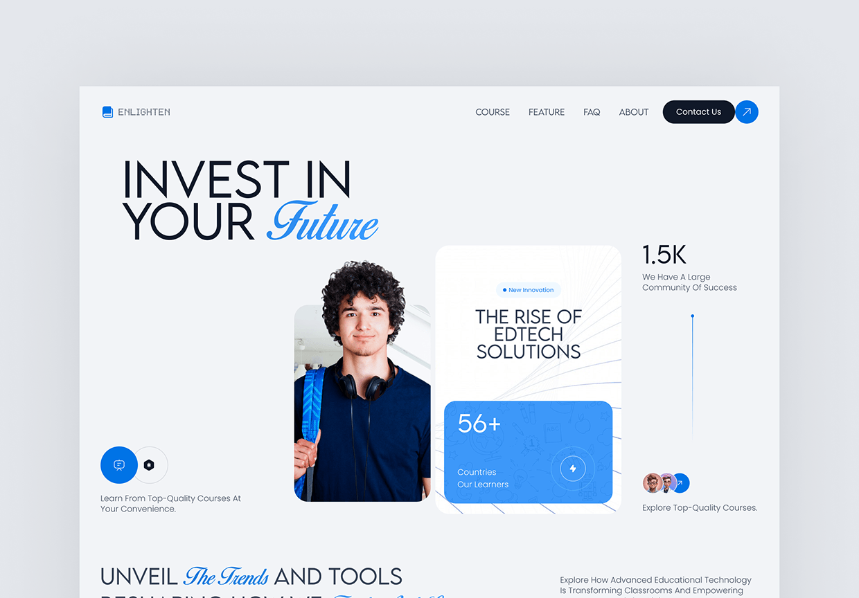 Online Education Website Landing Page UI/UX Design