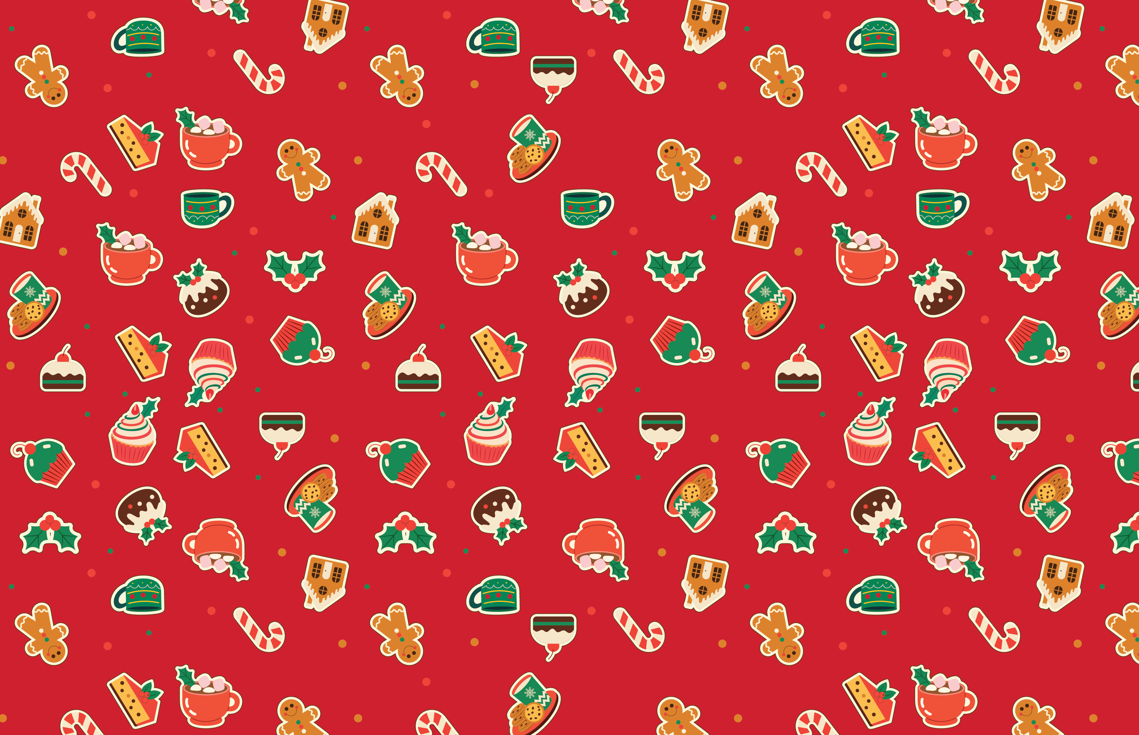 Sweet & Cozy Christmas Patterns – Holiday Seamless Backgrounds with Gingerbread, Cocoa, Candy Canes & Festive Treats